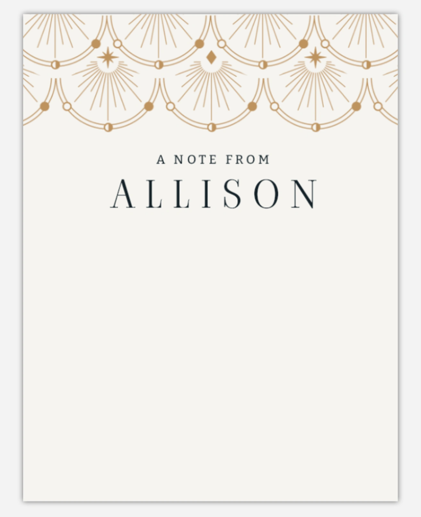 celestial personalized note cards